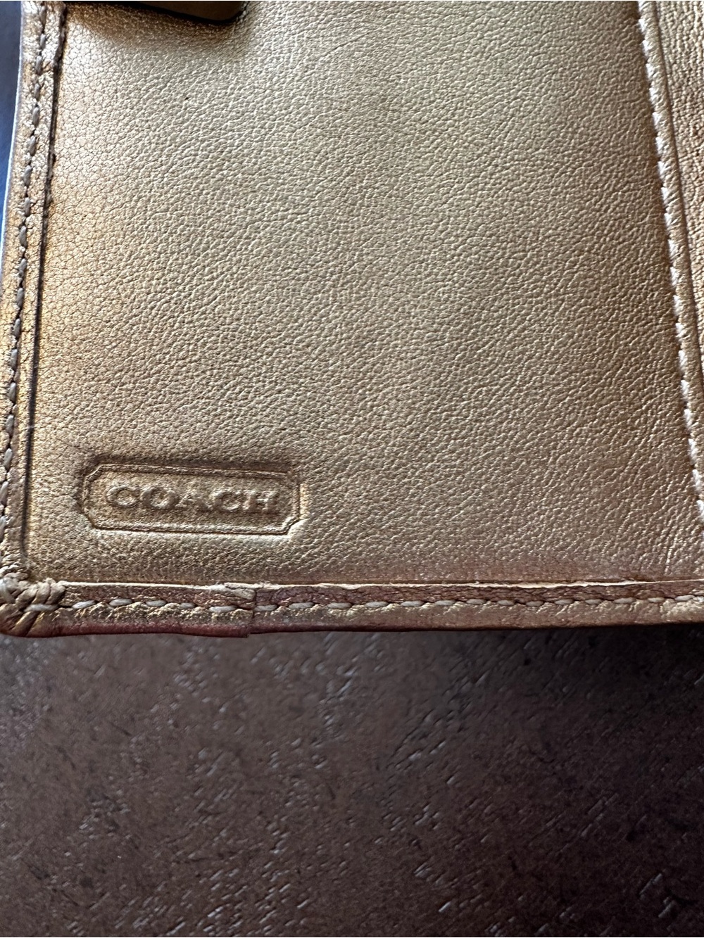 Coach Horse and Carriage fabric and metallic gold leather trim trifold wallet - Picture 12 of 16